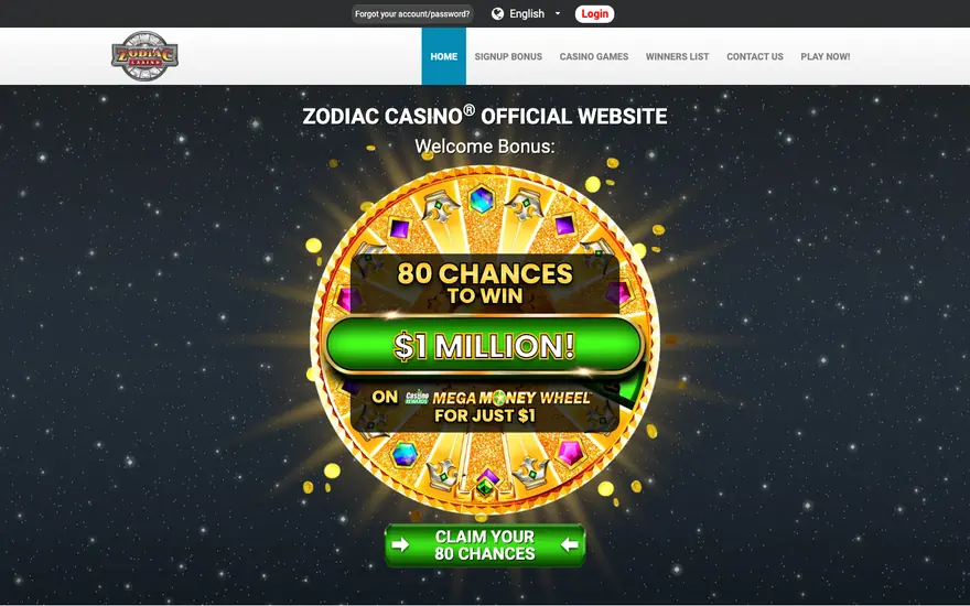 Zodiac Casino casino lobby